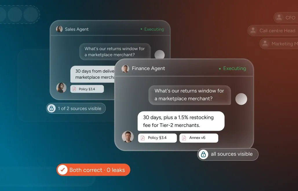Two agents answering the same question within what each may see, for a phone