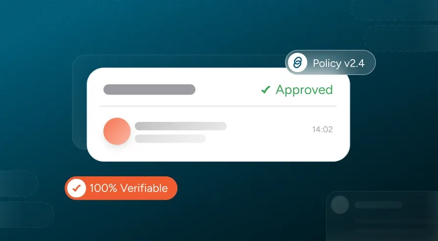 An approved decision carrying its policy version