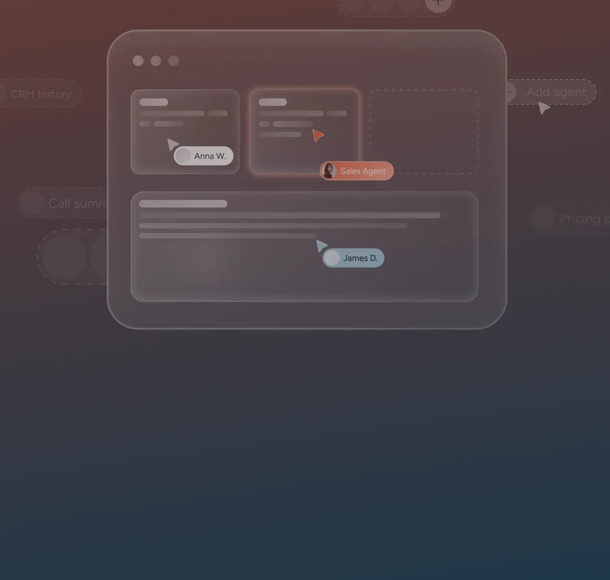 People and agents working on the same surface